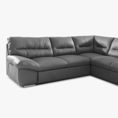 Rundecke Eckcouch - echtes Leder Stone, William Ecke rechts