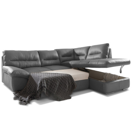 Rundecke Eckcouch - echtes Leder Stone, William Ecke rechts