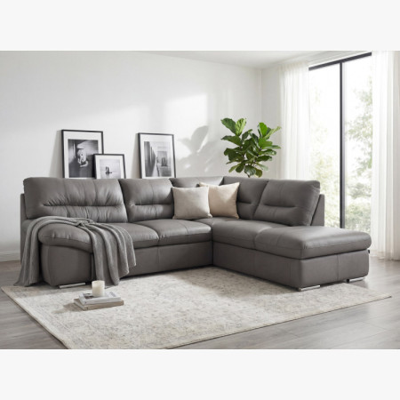 Rundecke Eckcouch - echtes Leder Stone, William Ecke rechts