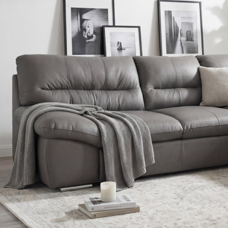 Rundecke Eckcouch - echtes Leder Stone, William Ecke rechts