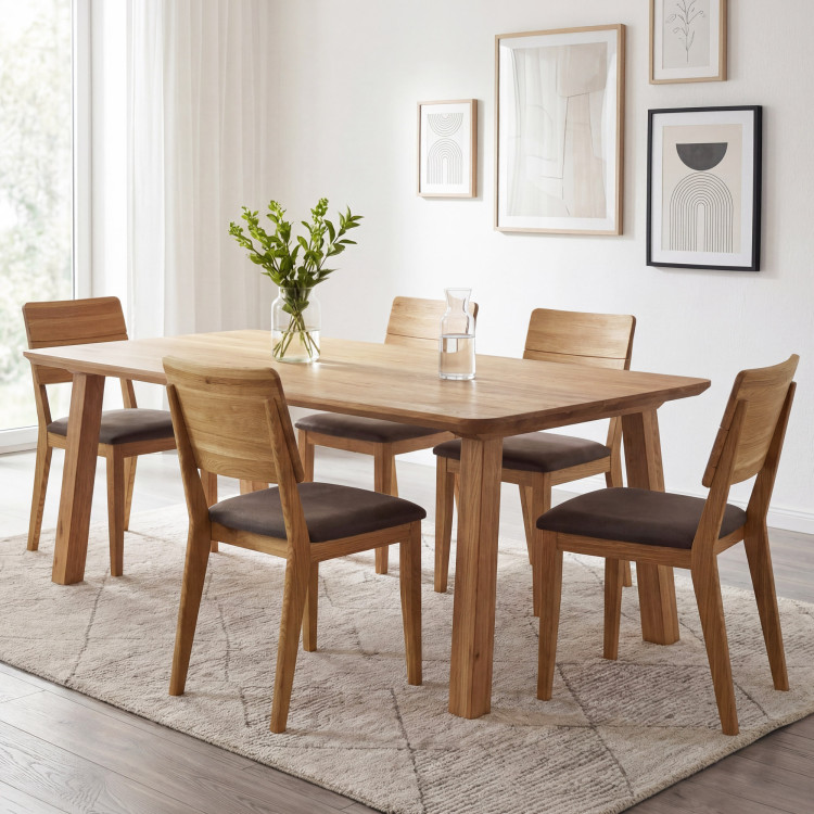 Massivholz Esstisch - Abgerundete Kanten, Tina 160 x 90 cm