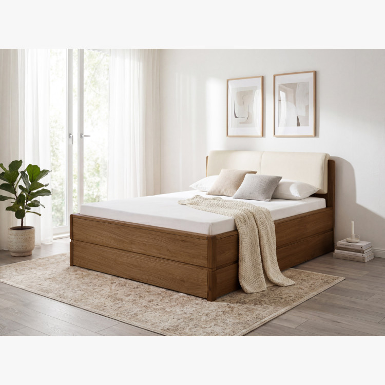 Postel 160 cm mit Stauraum, Helsinki Eiche gebrannt