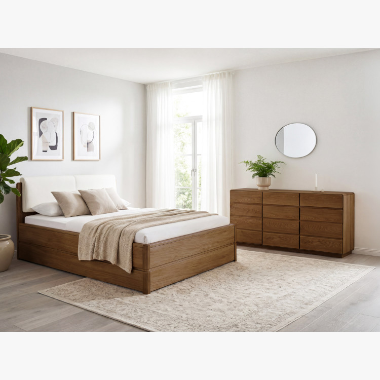 Postel 160 cm mit Stauraum, Helsinki Eiche gebrannt