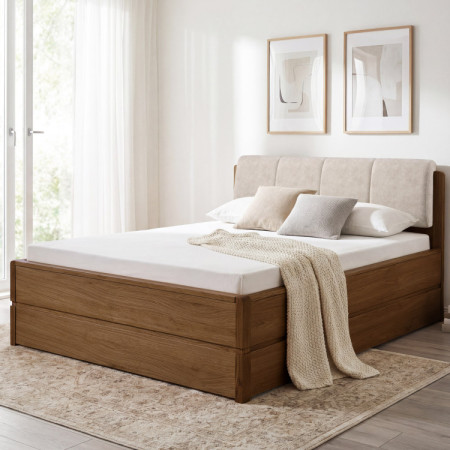 Postel 180 cm mit Stauraum, Helsinki Gebrannter Eiche