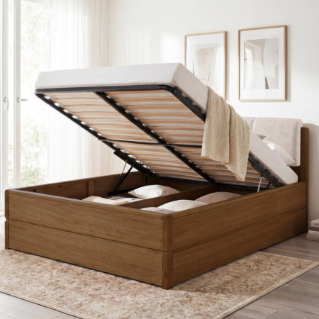 Postel 180 cm mit Stauraum, Helsinki Gebrannter Eiche