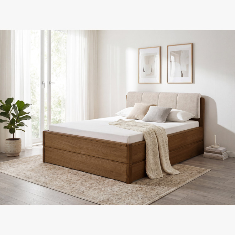 Postel 180 cm mit Stauraum, Helsinki Gebrannter Eiche