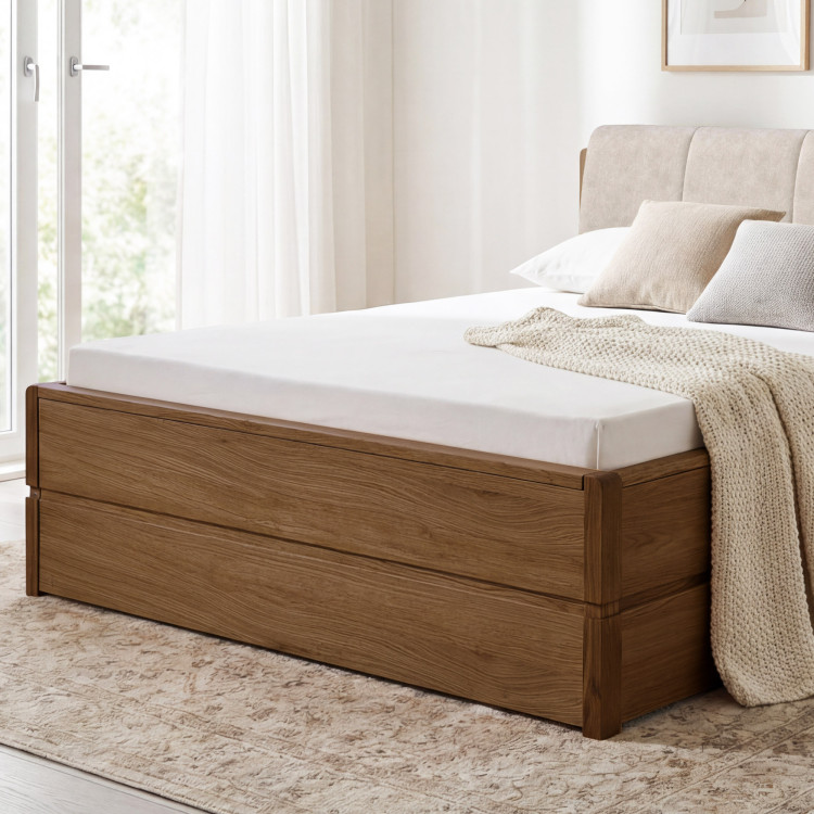 Postel 180 cm mit Stauraum, Helsinki Gebrannter Eiche