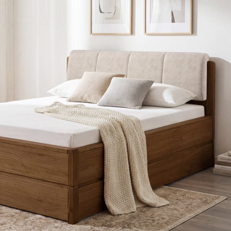 Postel 180 cm mit Stauraum, Helsinki Gebrannter Eiche