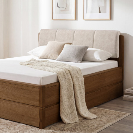 Postel 180 cm mit Stauraum, Helsinki Gebrannter Eiche