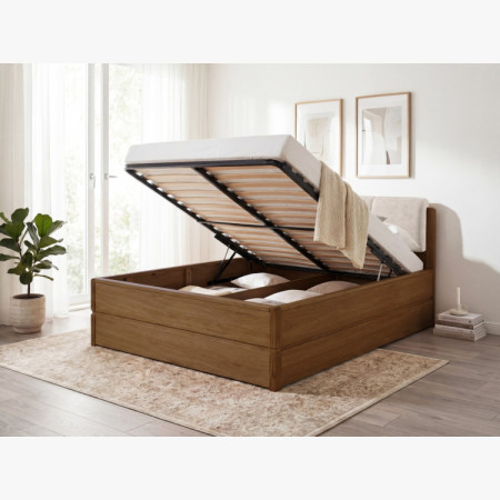 Postel 180 cm mit Stauraum, Helsinki Gebrannter Eiche