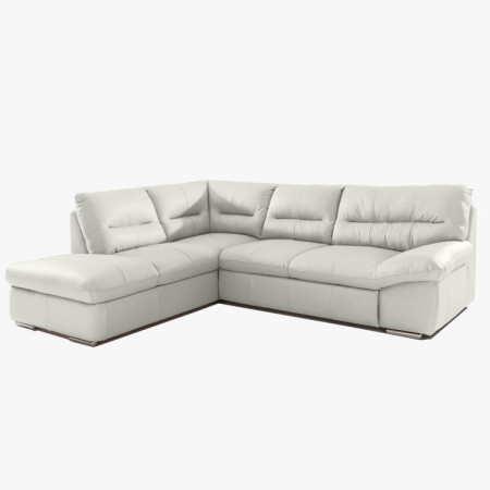 Ecksofa - echtes weißes Leder, William Ecke links