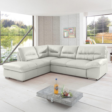 Ecksofa - echtes weißes Leder, William Ecke links