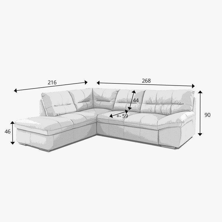 Ecksofa - echtes weißes Leder, William Ecke links