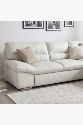 Ecksofa - echtes weißes Leder, William rechts Ecke 2