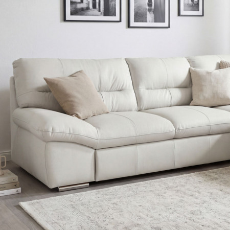 Ecksofa - echtes weißes Leder, William rechts Ecke