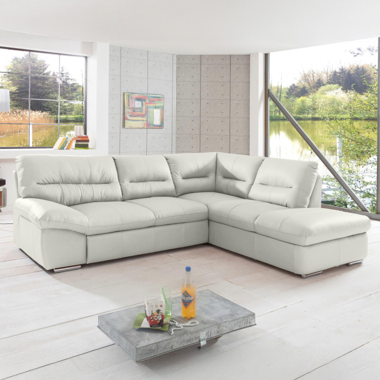 Ecksofa - echtes weißes Leder, William rechts Ecke