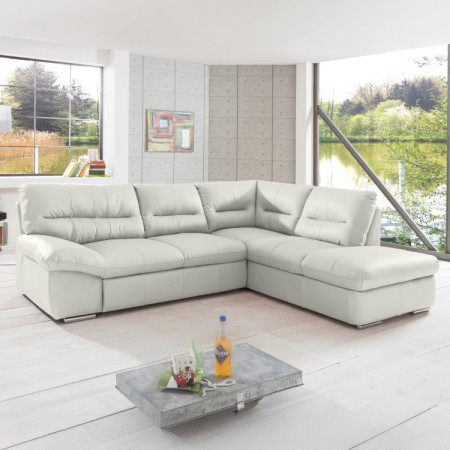 Ecksofa - echtes weißes Leder, William rechts Ecke