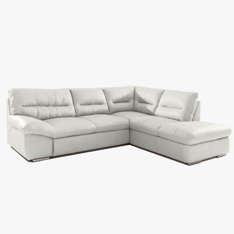 Ecksofa - echtes weißes Leder, William rechts Ecke