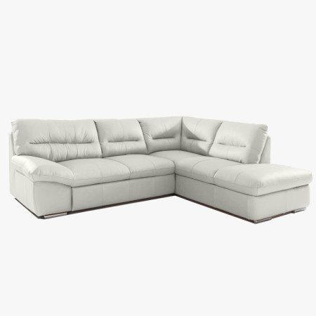 Ecksofa - echtes weißes Leder, William rechts Ecke