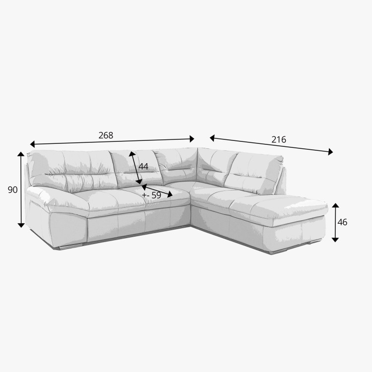 Ecksofa - echtes weißes Leder, William rechts Ecke