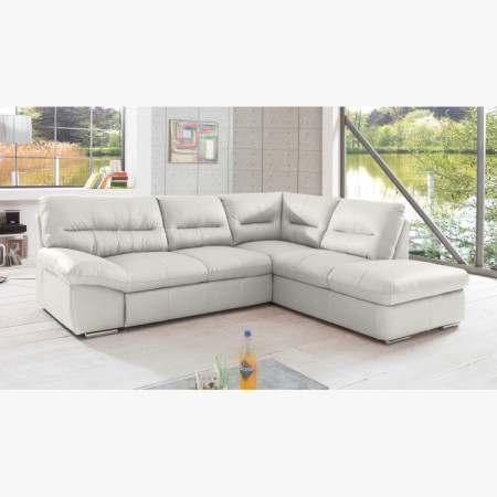 Ecksofa - echtes weißes Leder, William rechts Ecke