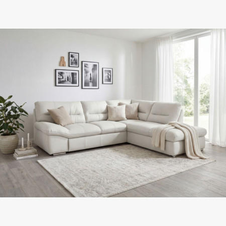 Ecksofa - echtes weißes Leder, William rechts Ecke