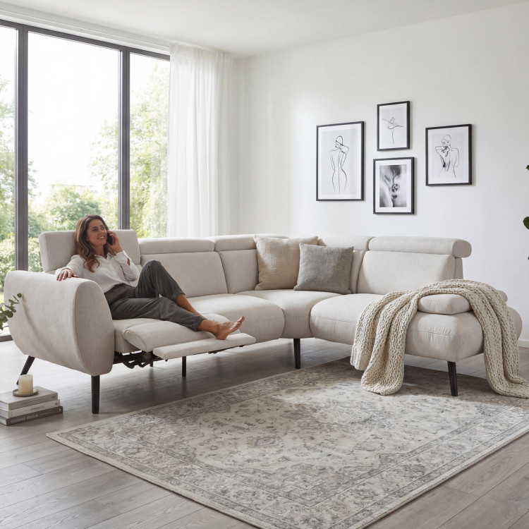Sedergarnitur CALAIS – modernes Ecksofa mit hohen Füßen P