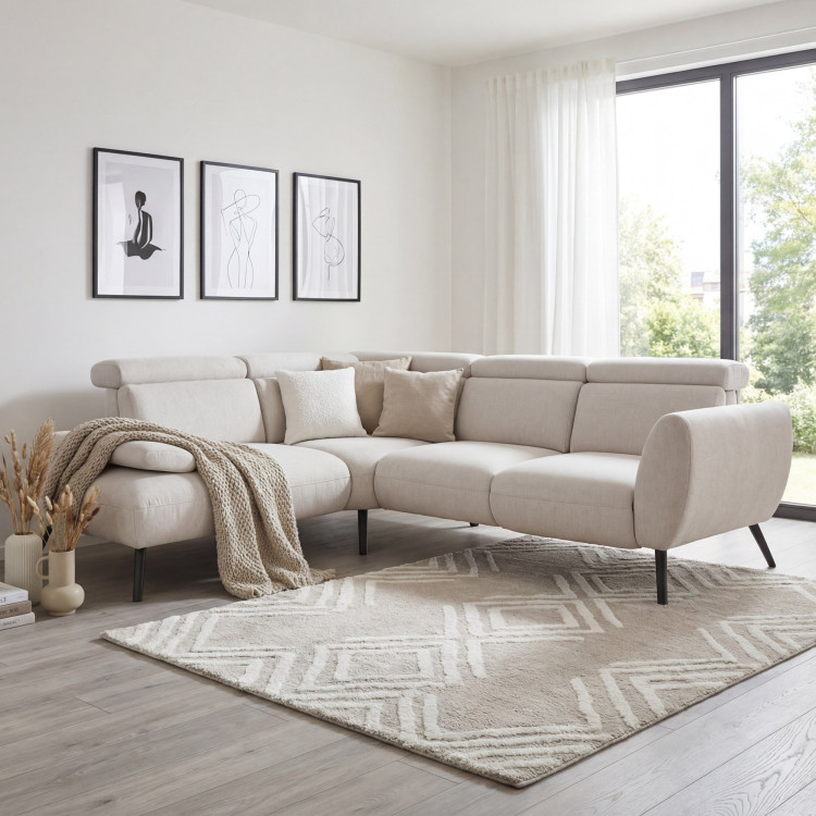 Sedergarnitur CALAIS – moderne Eckcouch mit hohen Beinen L