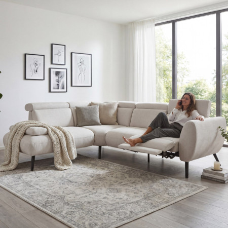 Sedergarnitur CALAIS – moderne Eckcouch mit hohen Beinen L