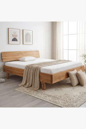 Doppelbett Wildeiche massiv 180x200 cm abgerundetes Design