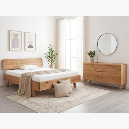 Zauberndes Doppelbett aus massivem Eichenholz 180 x 200 cm