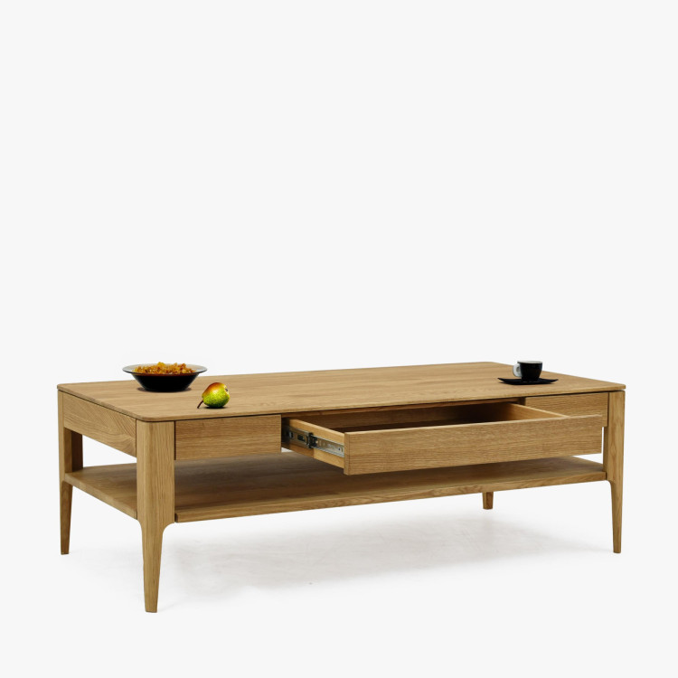 Konferenztisch mit Schublade, massive Eiche