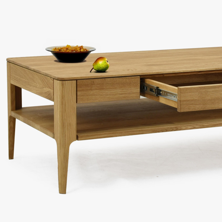 Konferenztisch mit Schublade, massive Eiche