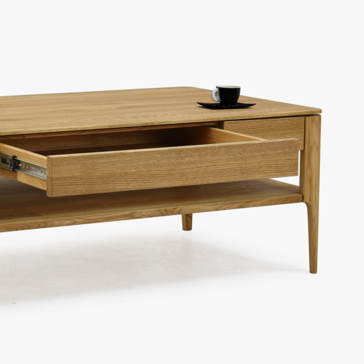 Konferenztisch mit Schublade, massive Eiche