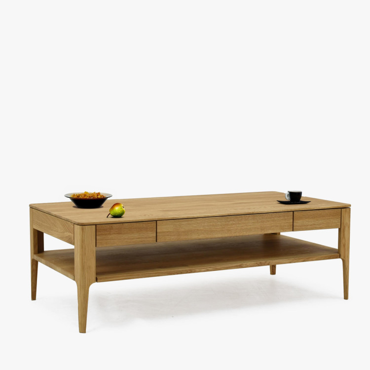 Konferenztisch mit Schublade, massive Eiche