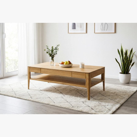 Konferenztisch mit Schublade, massive Eiche