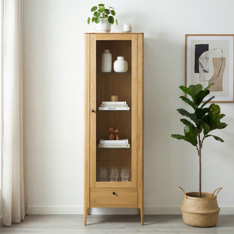 Einflügelige Vitrine aus Massivholz