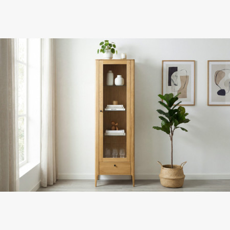 Einflügelige Vitrine aus Massivholz