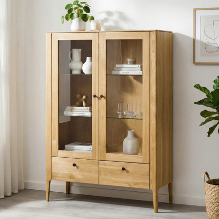 Zweiturige Vitrine aus Massivholz