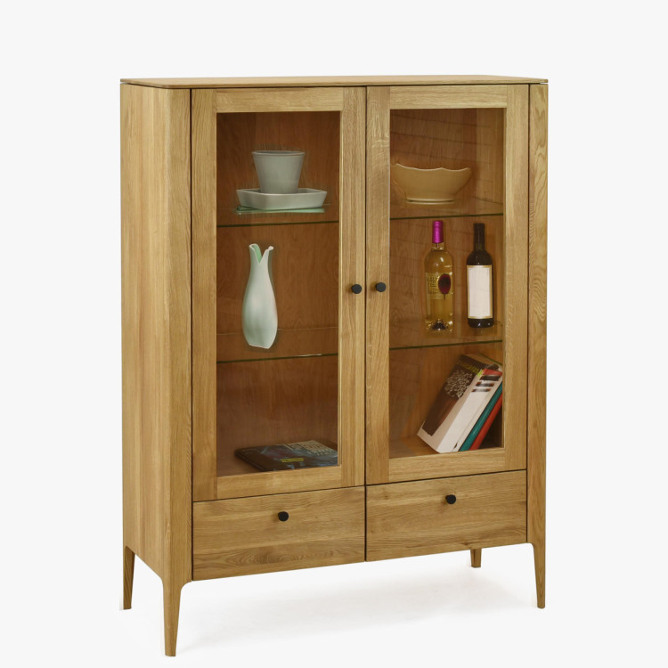 Zweiturige Vitrine aus Massivholz