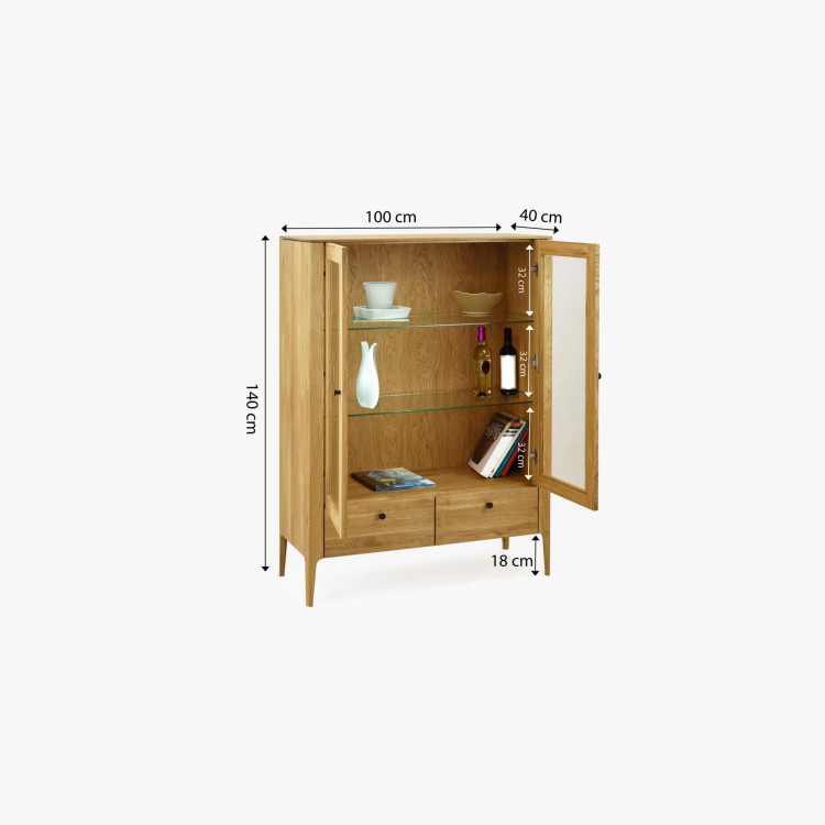 Zweiturige Vitrine aus Massivholz