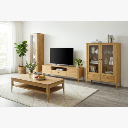 Zweiturige Vitrine aus Massivholz