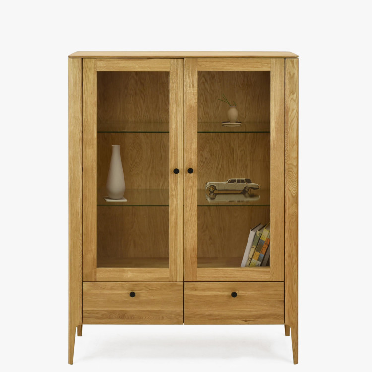 Zweiturige Vitrine aus Massivholz