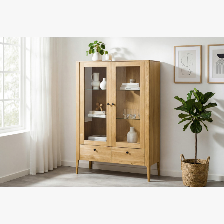 Zweiturige Vitrine aus Massivholz