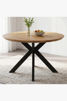 Kulatý jídelní stůl dub + epoxid, průměr 120 cm