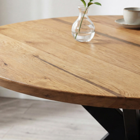 Kulatý jídelní stůl dub + epoxid, průměr 120 cm