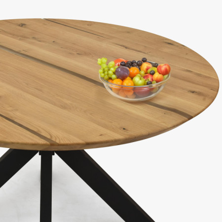 Kulatý jídelní stůl dub + epoxid, průměr 120 cm