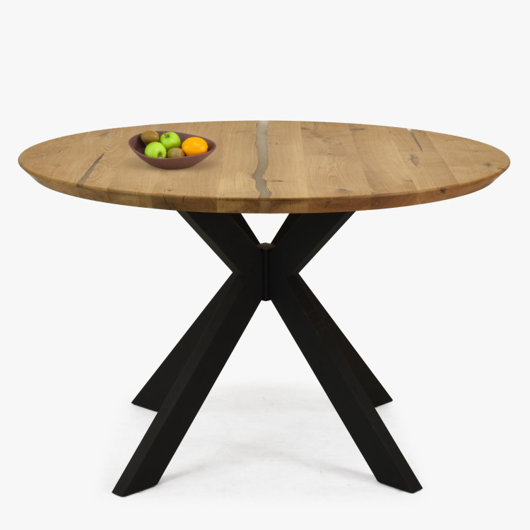Kulatý jídelní stůl dub + epoxid, průměr 120 cm