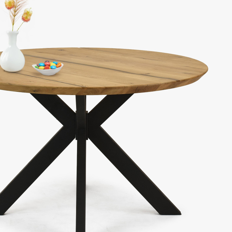 Kulatý jídelní stůl dub + epoxid, průměr 120 cm