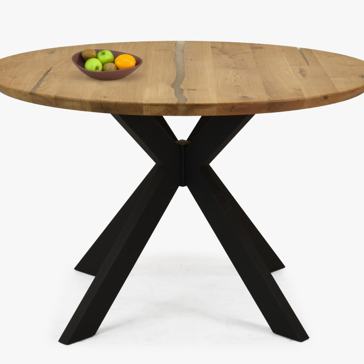 Kulatý jídelní stůl dub + epoxid, průměr 120 cm